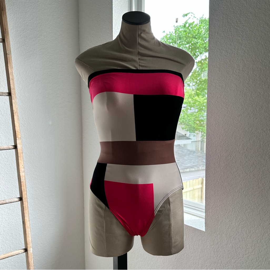 Kate Spade Colorblock Strapless One Piece Swimsuit Sz: Med